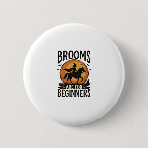 Badge Rond 5 Cm Balais pour débutants Sorcière Halloween vintage D