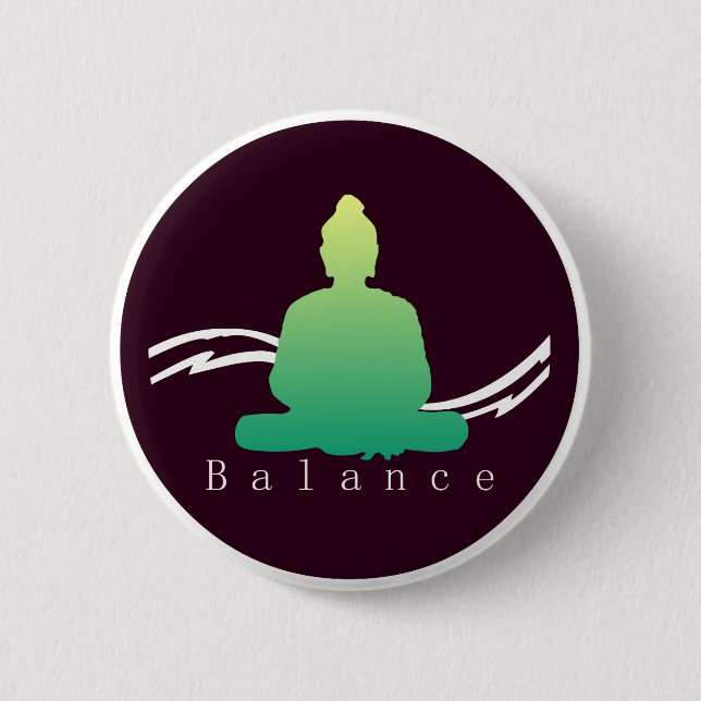 Badge Rond 5 Cm "Balance" Beau Bouddha. (Devant)