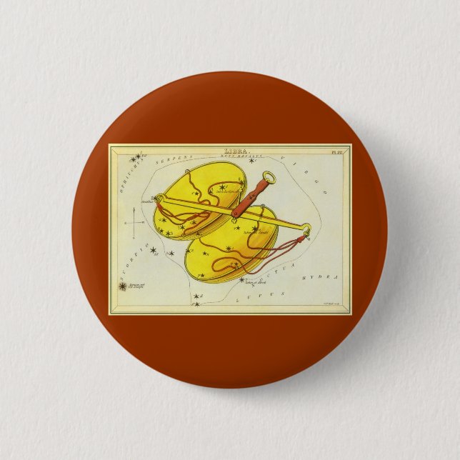 Badge Rond 5 Cm Balance de la Vierge Antique Constellation Miroir  (Devant)