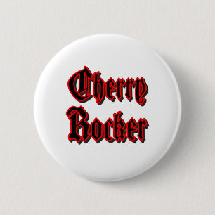 Badge Rond 5 Cm Balancier de cerise - bouton blanc #2