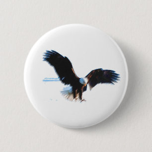 Badge Rond 5 Cm Bald American Eagle Landing