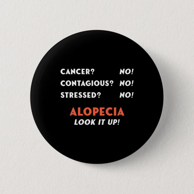 Badge Rond 5 Cm Bald Balding Alopecia Areata Perte de cheveux Prob (Devant)