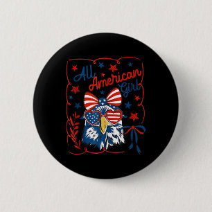 Badge Rond 5 Cm Bald Eagle Coquette Bow All American Girl Happy 4t
