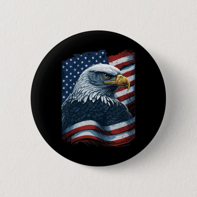 Badge Rond 5 Cm Bald Eagle Fier drapeau américain patriotique 4° (Devant)