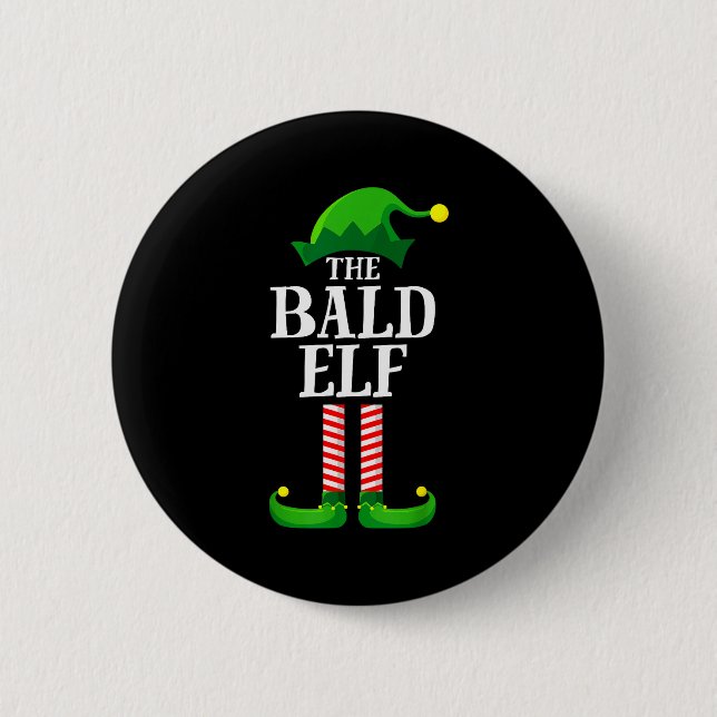 Badge Rond 5 Cm Bald Elf Matching Family Group Christmas Party Pyj (Devant)