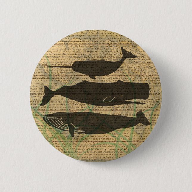 Badge Rond 5 Cm Baleine antique Vie marine (Devant)