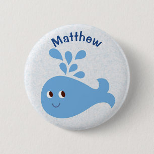 Badge Rond 5 Cm Baleine avec un nom personnalisé