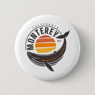 Badge Rond 5 Cm Baleine de Monterey en Californie