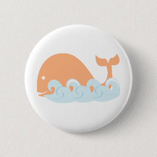 Badge Rond 5 Cm Baleine et vagues