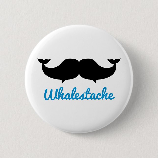 Badge Rond 5 Cm Baleines de moustache de Whalestache (Devant)
