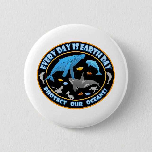 Badge Rond 5 Cm Baleines et dauphins (Devant)