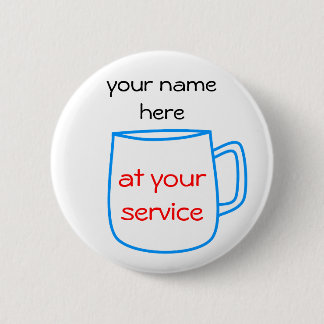 Badge Rond 5 Cm Balise de nom de la tasse de café bleu