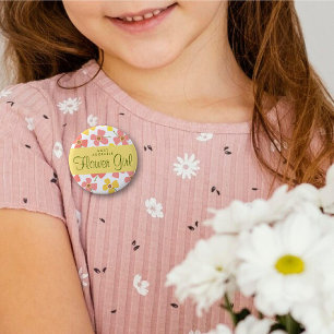 Badge Rond 5 Cm Balise de nom du Mariage Pop FLOWER GIRL Cute Rose