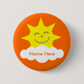 Badge Rond 5 Cm Balise de nom joli et personnalisable Sun Orange