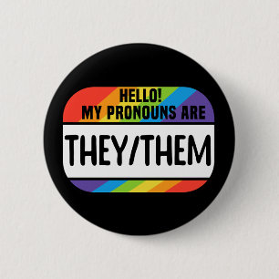 Badge Rond 5 Cm Balise de nom LGBT Pronononouns non binaires Ils