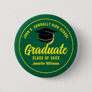 Badge Rond 5 Cm Balise de nom personnalisé Green Yellow High Schoo