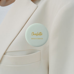 Badge Rond 5 Cm Balise de nom vert sauge de Bridesmaid