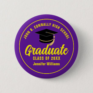 Badge Rond 5 Cm Balise Nom de la graduation personnalisée Purple Y