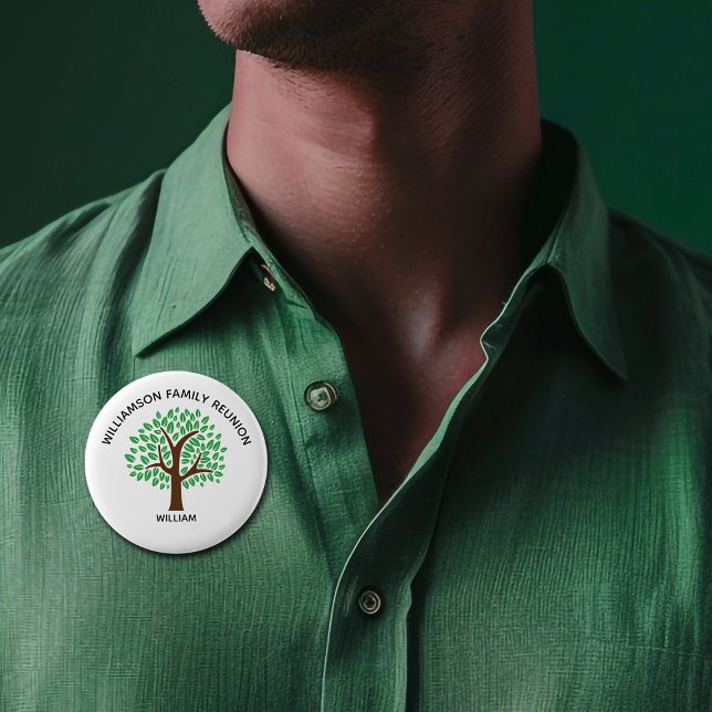 Badge Rond 5 Cm Balise Nom personnalisé de l'arbre de la fête de r (Créateur téléchargé)