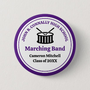 Badge Rond 5 Cm Balise Purple High School Marching Nom de bande