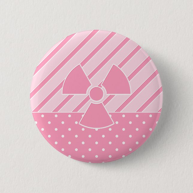 Badge Rond 5 Cm Balise rose radioactive mignonne (Devant)