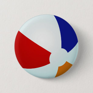 Badge Rond 5 Cm Ball de plage de Button Été Amusant Rouge Blanc Bl