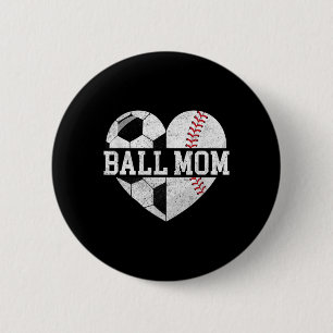 Badge Rond 5 Cm Ball Maman Coeur Amusant Baseball Soccer Maman