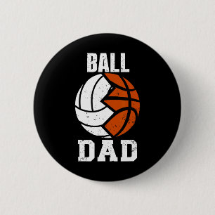 Badge Rond 5 Cm Ball Papa Fun Volleyball Basket Papa