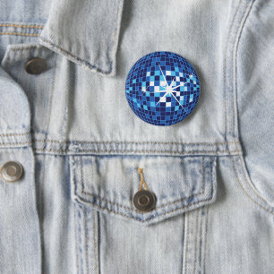 Badge Rond 5 Cm Ball Pin Disco bleu