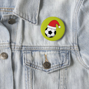 Badge Rond 5 Cm Balle de football de Noël avec Casquette du Père N