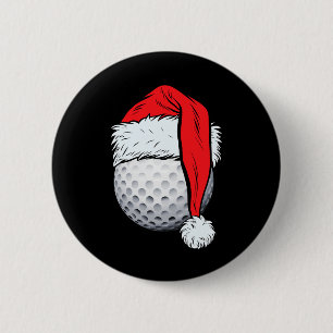 Badge Rond 5 Cm Balle de golf de Noël Chapeau de Père Noël Xmas Ga