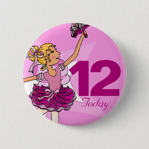 Badge Rond 5 Cm Ballerina blonde rose fille 12ème anniversaire bou