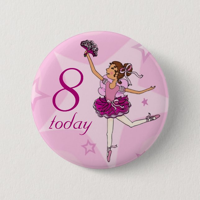 Badge Rond 5 Cm Ballerina pink girl birthday button (Devant)