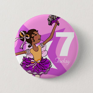 Badge Rond 5 Cm Ballerina violet rose blonde fille bouton d'annive