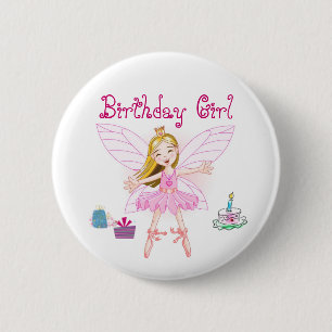 Badge Rond 5 Cm Ballerine de fée de fille d'anniversaire
