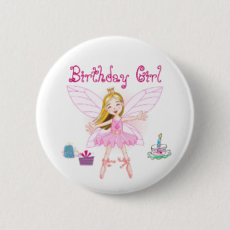 Badge Rond 5 Cm Ballerine de fée de fille d'anniversaire