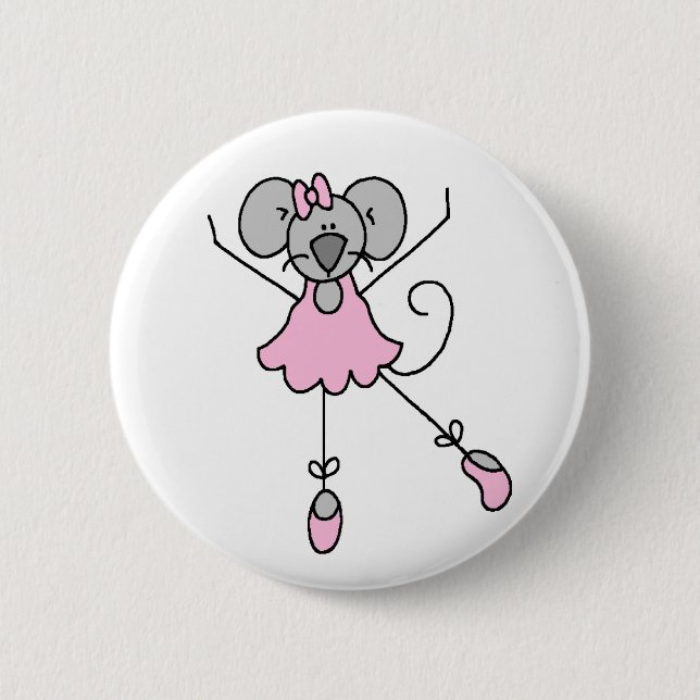 Badge Rond 5 Cm Ballerine de souris à trois boutons (Devant)