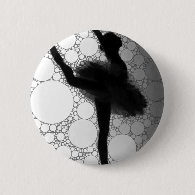 Badge Rond 5 Cm Ballet Black Blanc Danse Ballerina (Devant)