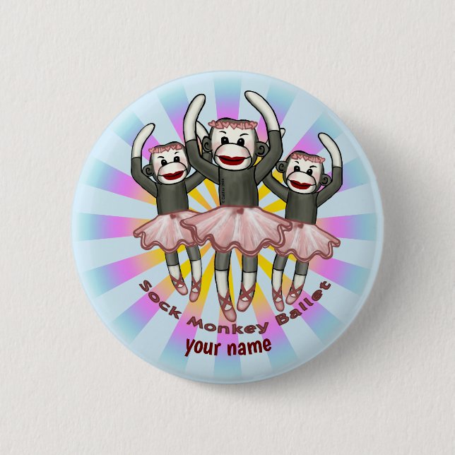 Badge Rond 5 Cm Ballet de Singe en Chaussette  (Devant)