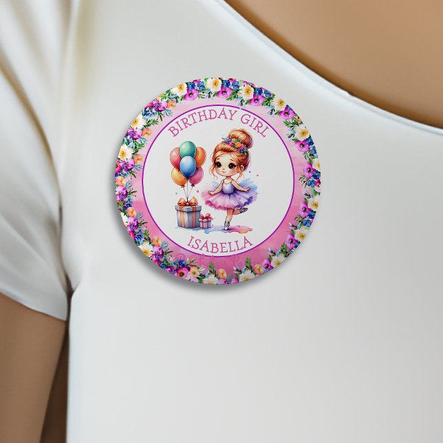 Badge Rond 5 Cm Ballet Thématique Fête d'anniversaire de la fille (Créateur téléchargé)
