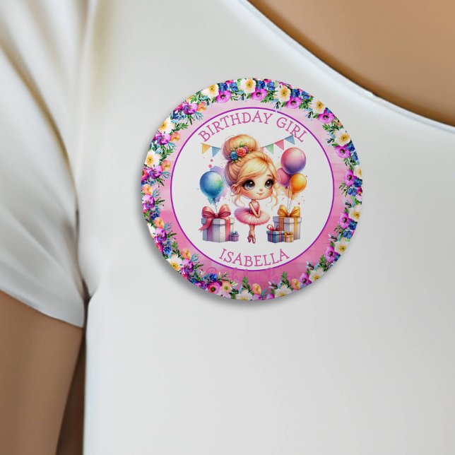 Badge Rond 5 Cm Ballet Thématique Fête d'anniversaire de la fille (Créateur téléchargé)
