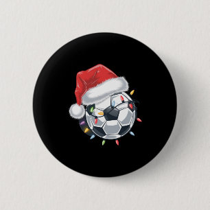 Badge Rond 5 Cm Ballon de foot de Santa Sports Noël Joueur de foot