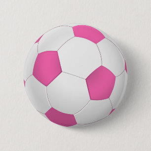 Badge Rond 5 Cm Ballon de football blanc rose moderne