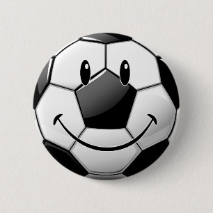 Badge Rond 5 Cm Ballon de football de sourire brillant de Toon