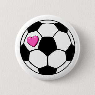 Badge Rond 5 Cm Ballon de football (Pnk Hrt)