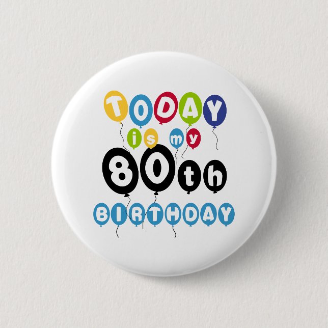 Badge Rond 5 Cm Ballons 80e anniversaire (Devant)
