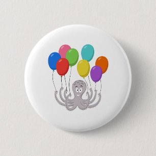 Badge Rond 5 Cm Ballons colorés de pieuvre de dessin