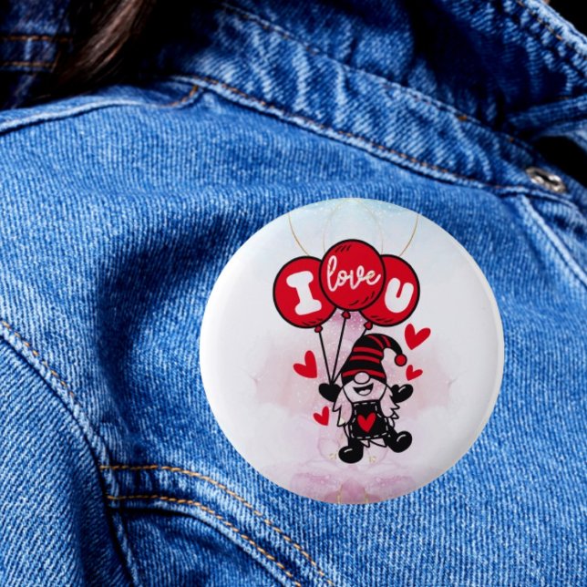 Badge Rond 5 Cm Ballons d'amour : Bouton Je t'aime (Créateur téléchargé)