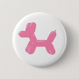 Badge Rond 5 Cm Ballons de chien rose