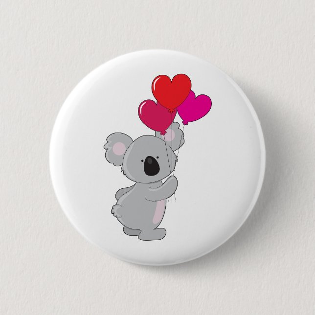 Badge Rond 5 Cm Ballons de coeur de koala (Devant)
